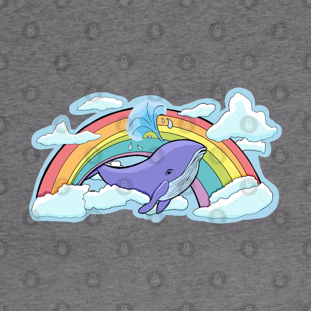 Whale flying in the middle of a rainbow by Mielon